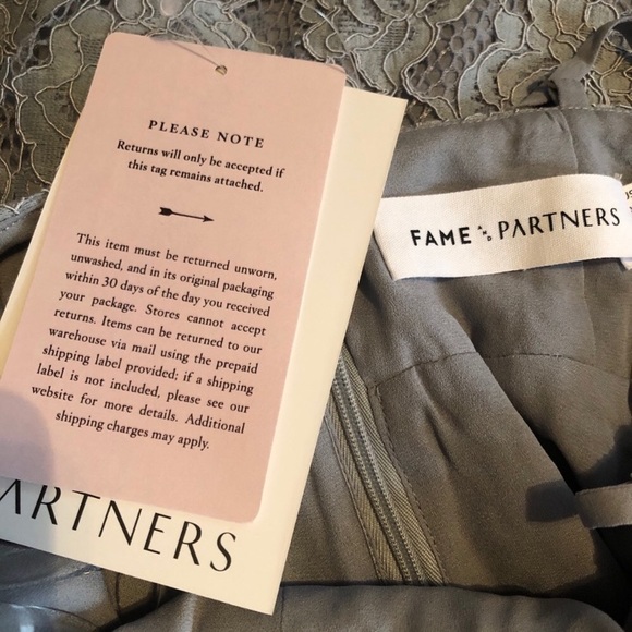 NWT ANTHROPOLOGIE FAME & PARTNERS CHARLOTTE V-NECK LACE DRESS IN FOG - Picture 8 of 13